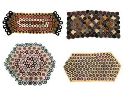Four Handcrafted Penny Rugs