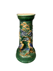 Majolica Pedestal with Exotic Birds
