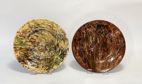 Two SP Collection Marbled Platters