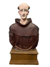Antique Polychrome Bust of Saint Pedro de Alcántara