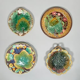 Leaf Motif Majolica Plates