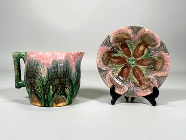 Etruscan Majolica Pitcher & Plate