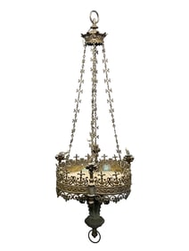 Gothic Revival Bronze and Brass Chandelier