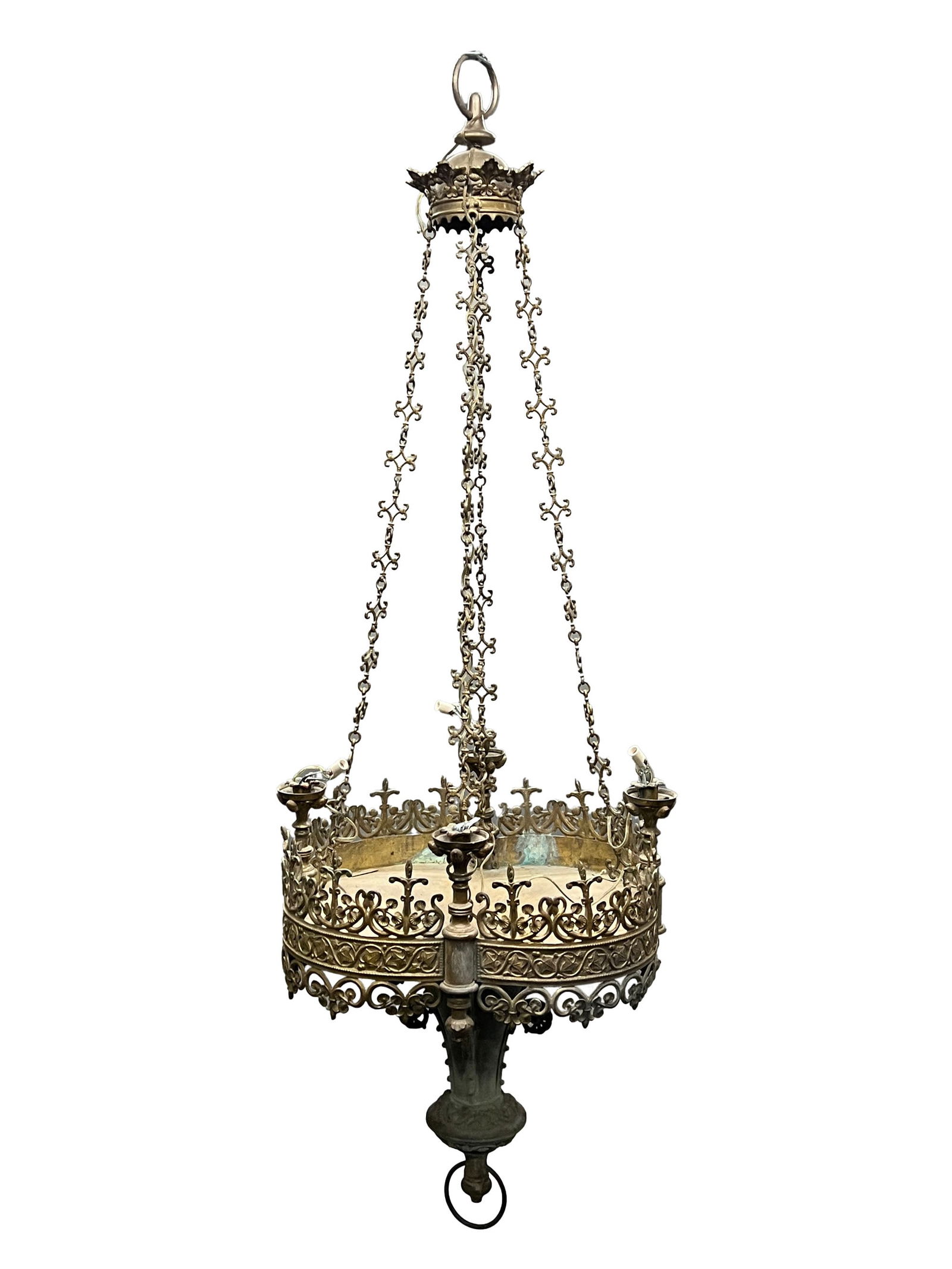 Gothic Revival Bronze and Brass Chandelier (1 of 4)