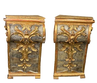 Pair of Monumental Parcel Gilt Corbels