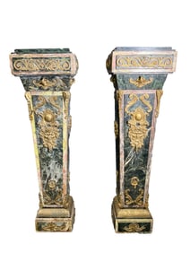 Green Marble Ormolu Mounted Pedestals