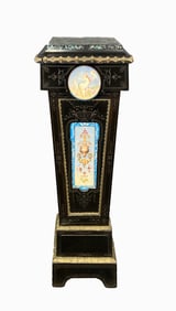 Ebonized Napoleon III Pedestal with Enameled Tiled Panels