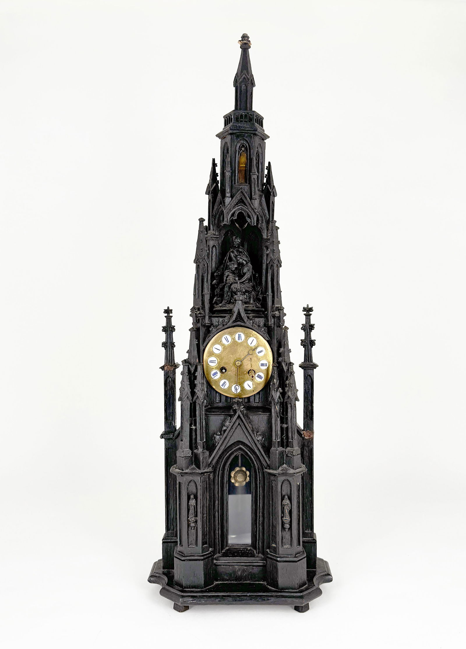 Gothic Style Carved Wood Cathedral Clock / Music Box (1 of 8)