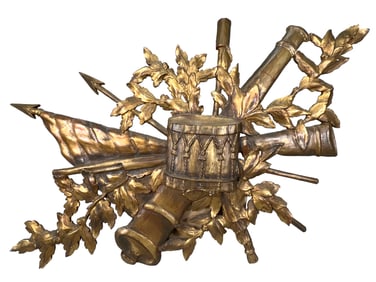 Carved Giltwood Military Trophy Wall Plaque