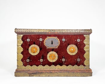 Velvet Covered and Brass Studded Chest