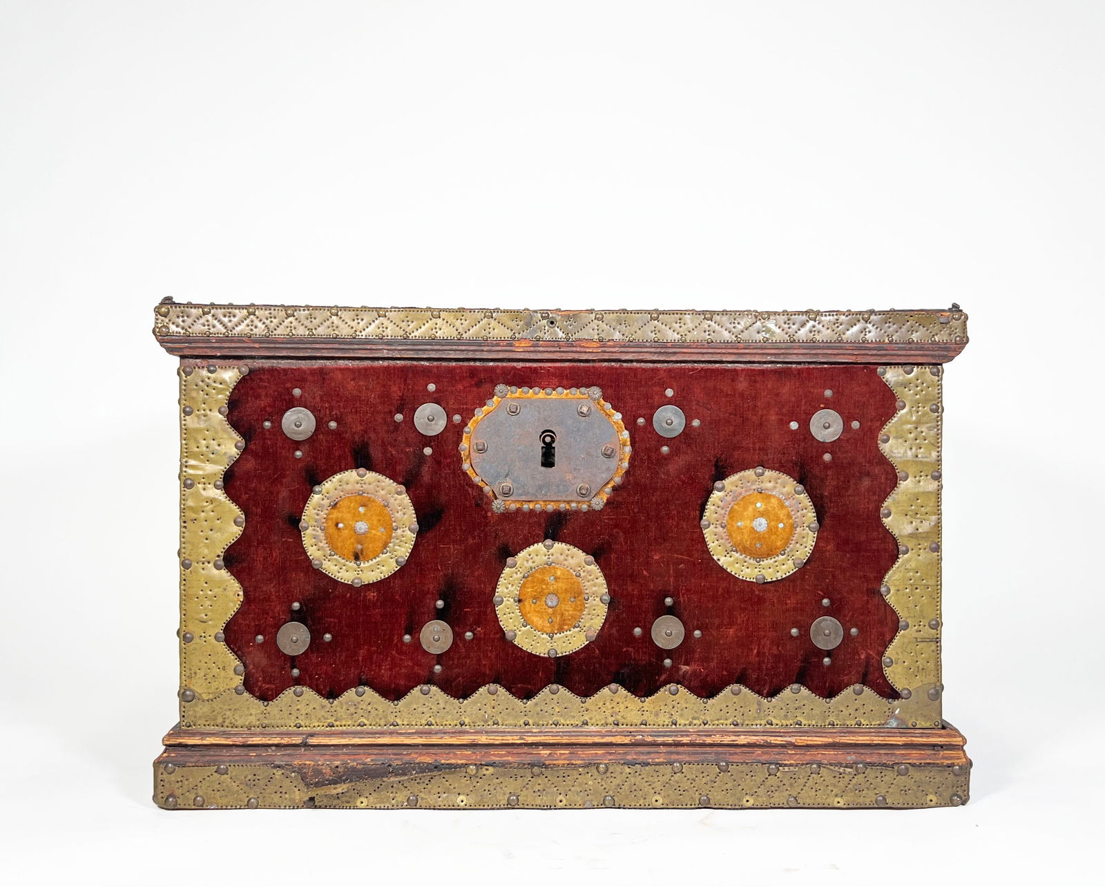 Velvet Covered and Brass Studded Chest (1 of 6)