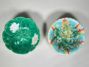 Two Majolica Bowls with Botanical Motif