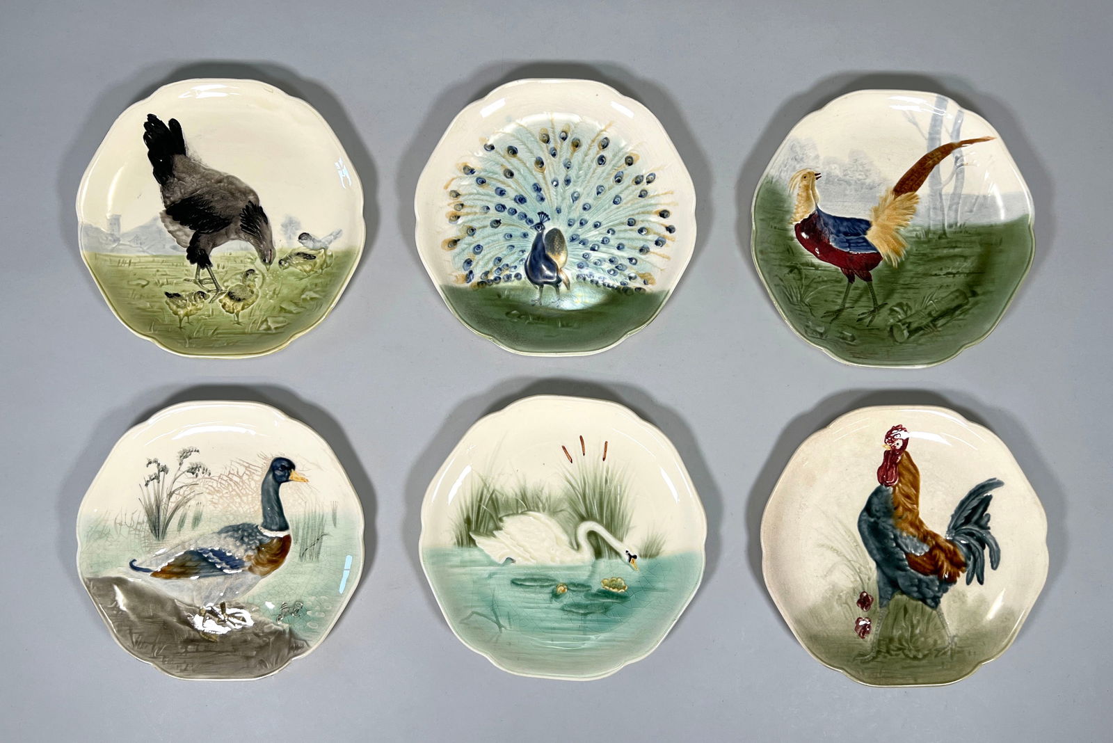 Set of Six Majolica Game Bird and Animal Plates (1 of 5)