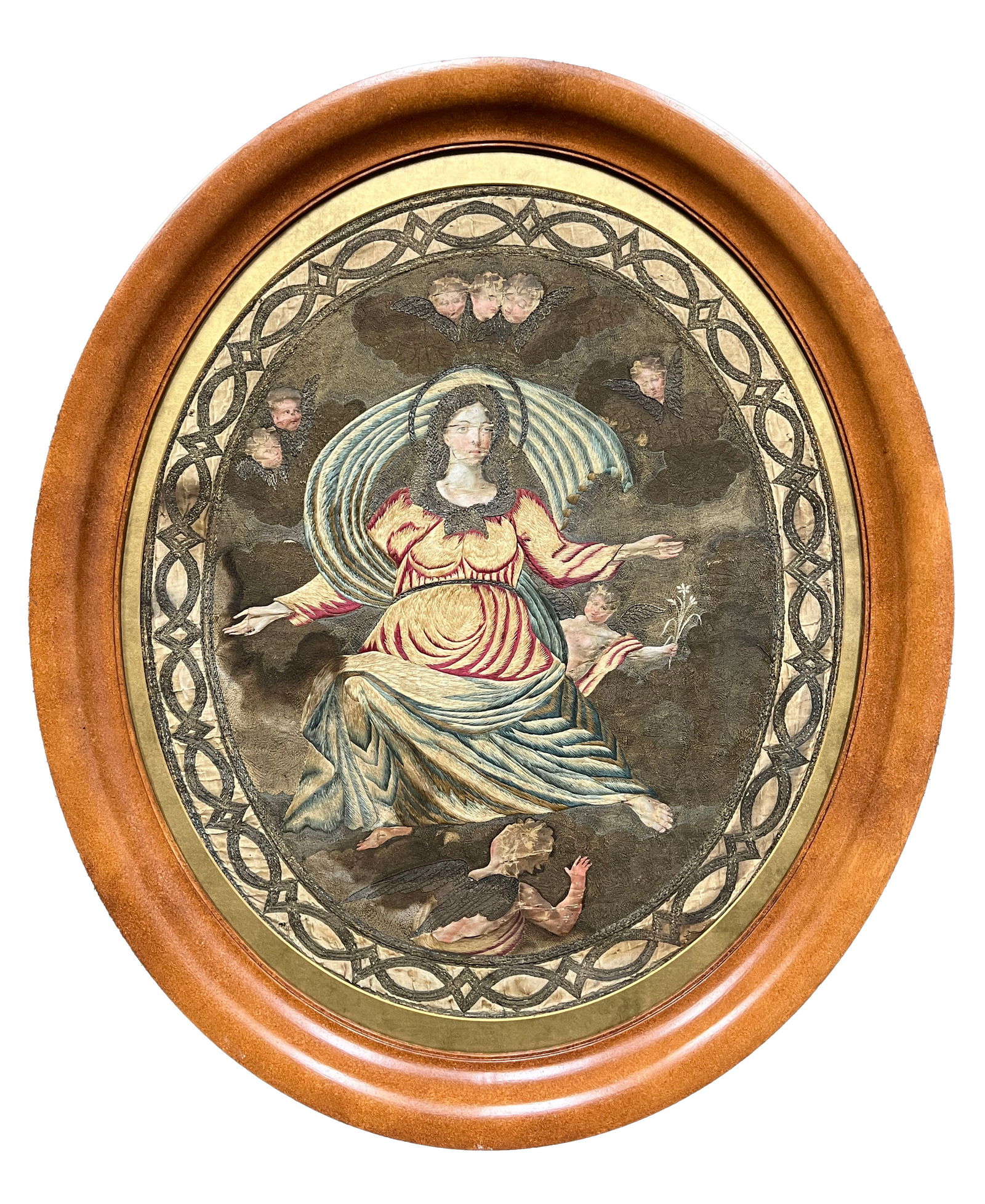 Early Painted Silk-Work Religious Scene (1 of 2)