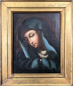 After Carlo Dolci Oil on Canvas of The Madonna