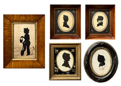 Collection of Five Antique Framed Silhouettes