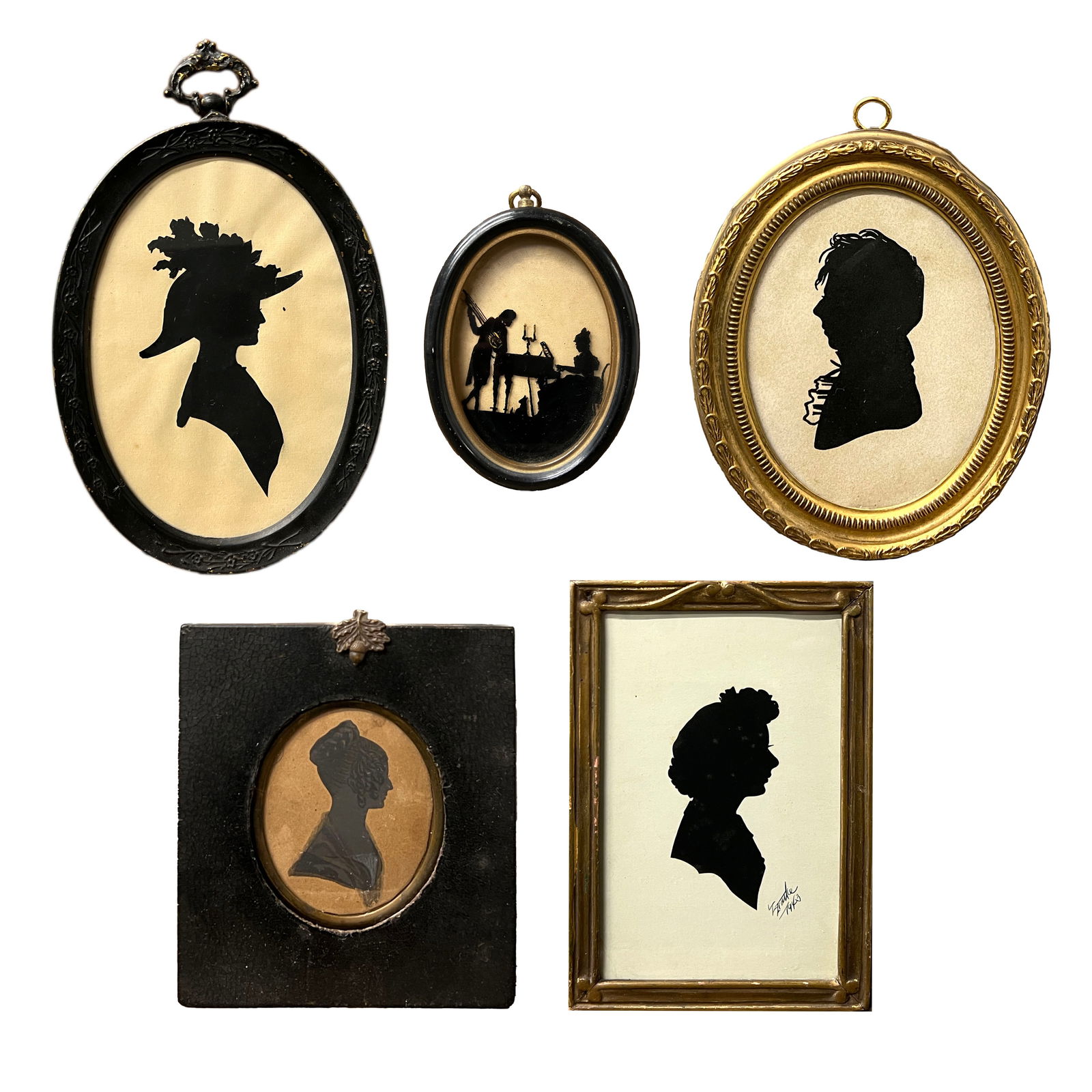 Collection of Five Framed Silhouettes (1 of 7)