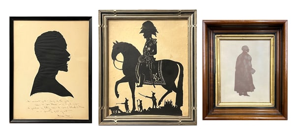 Group of Three Large Framed Silhouettes
