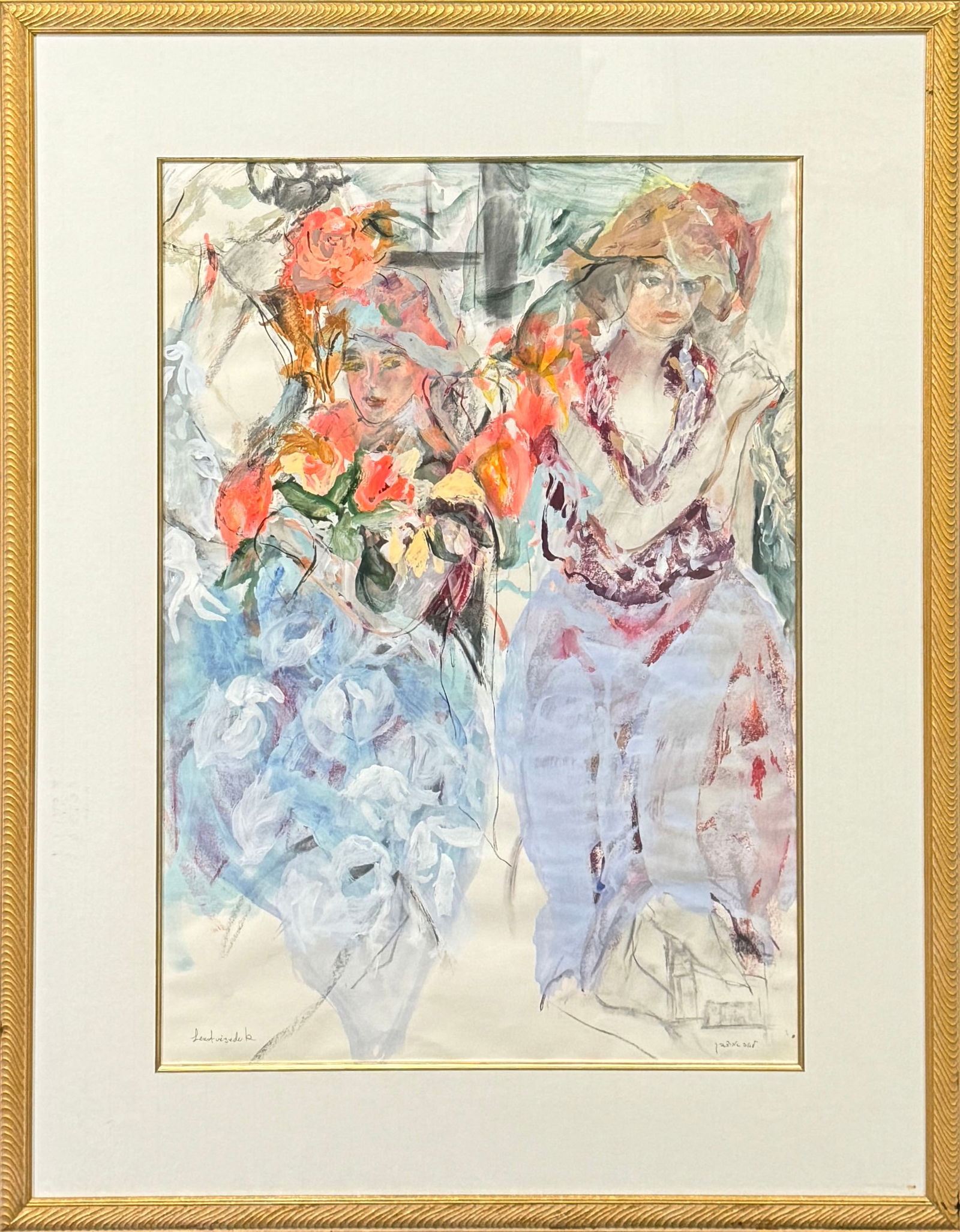 Mixed Media Drawing by Lea Avizedek: Mixed media on paper by Lea Avizedek (20th century, Israeli), signed lower left, titled lower right.