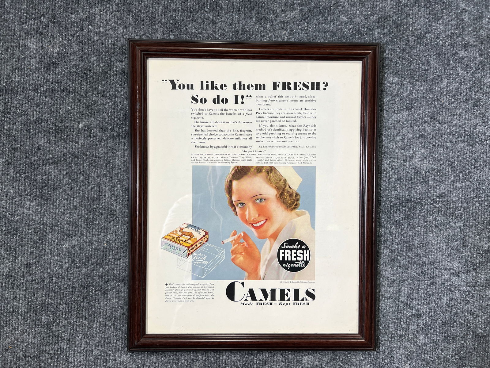 Camel Cigarettes Vintage Framed Advertisement (1 of 4)