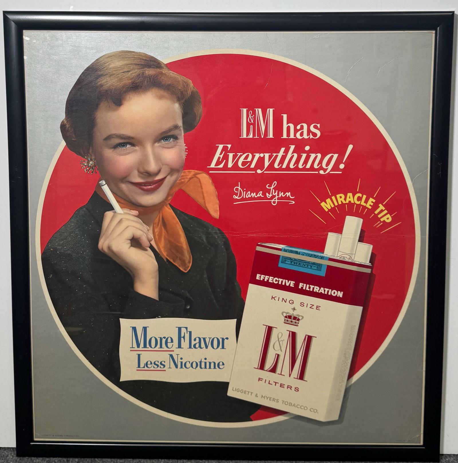 Vintage L&M Cigarettes Advertisement Poster with Diana Lynn (1 of 4)