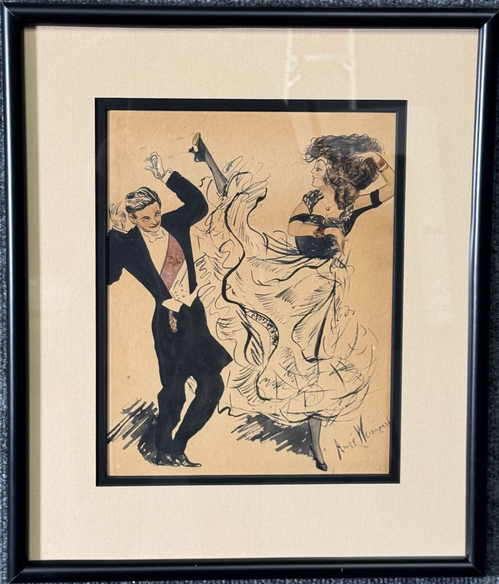 Ink and Watercolor Illustration of Dancing Couple by Amiee Weidmann (1 of 5)