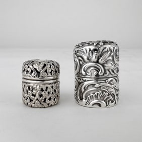 Sterling Silver Thimble and Thread Spool Cases
