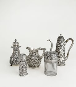 Group of Sterling Silver Repoussé Objects