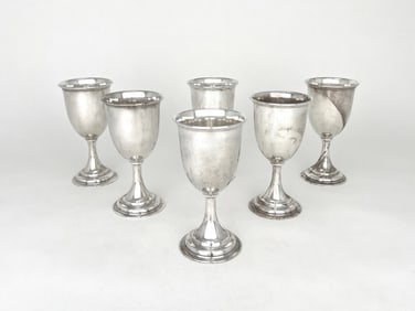 Six Sterling Silver Goblets by Whiting Mfg. Co.