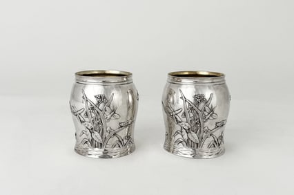 Pair of Tiffany & Co Sterling Silver Art Nouveau Cups