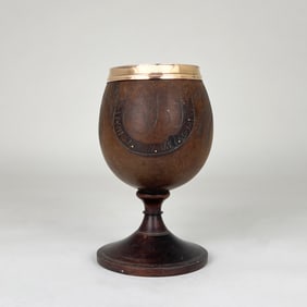 Mounted Coconut Shell Chalice / Cup with Gilded Interior