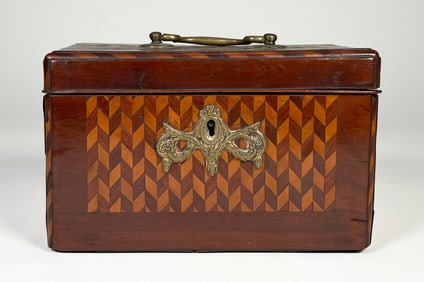 18th Century English Parquetry Tea Caddy