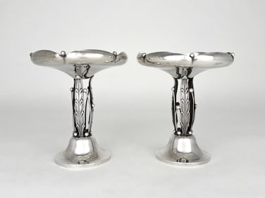 Rare Pair of Woodside Sterling Co. Tazza Compotes