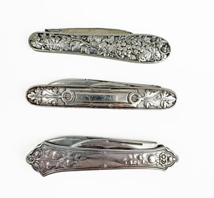 Three Victorian Sterling Silver Fruit Knives