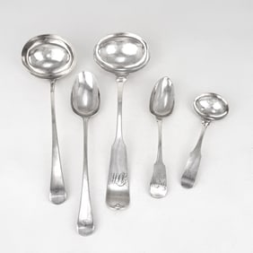 Five Early 19th Century Silver Serving Utensils