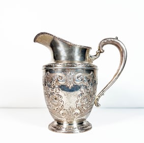 Frank M. Whiting Talisman Rose Pattern Silver Water Pitcher