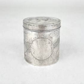 Hallmarked Asian Silver Tobacco Jar with Dragon Motif