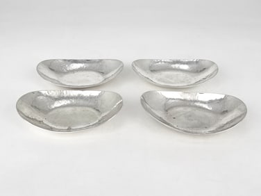 Four Franklin Porter Hammered Sterling Silver Nut Dishes