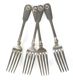 Set of Four Sterling Silver Forks by Tiffany & Co.
