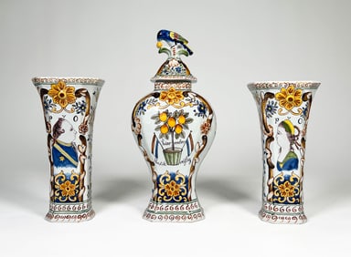Delft Polychrome Mantle Garniture