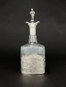 Hanau Silver mounted Etched Glass Decanter