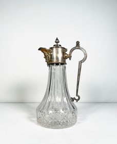 Victorian Silver Plate Mounted Glass Claret Jug