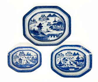 Group of Three Chinese Export Canton Platters