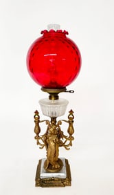 Figural Oil Lamp Converted to Electric Lamp