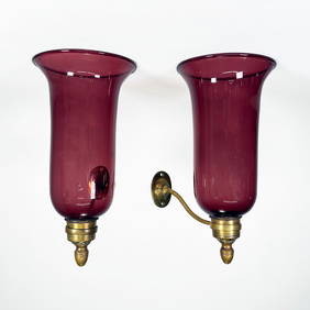 Pair of Antique Amethyst Glass Wall Sconces (1 of 4)