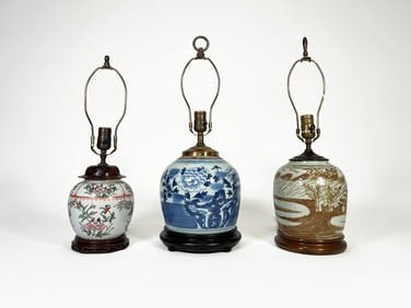 Three Vintage Ginger Jar Table Lamps