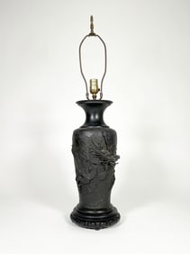 Antique Japanese Bronze Dragon Vase Mounted as a Lamp