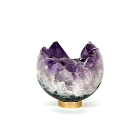 Amethyst Crystal Geode Bowl with Gold Base
