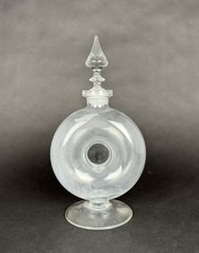 Clear Glass Decanter with Donut-Shaped Body