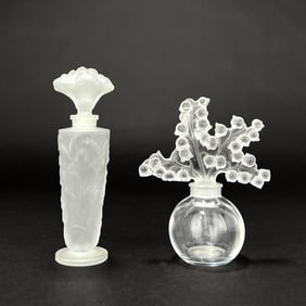 Two Glass Perfume Bottles, Lalique & Sabino